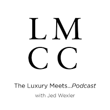 Logo for 'The Luxury Meets...Podcast' with Jed Wexler on a white background